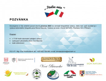 Pozvánka na vernisáž výstavy "Italia mia"